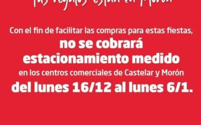 Libre estacionamiento en Morón y Castelar hasta el 6 de Enero