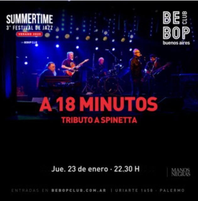 A 18 MINUTOS  SE PRESENTARA EN BEBOP CLUB