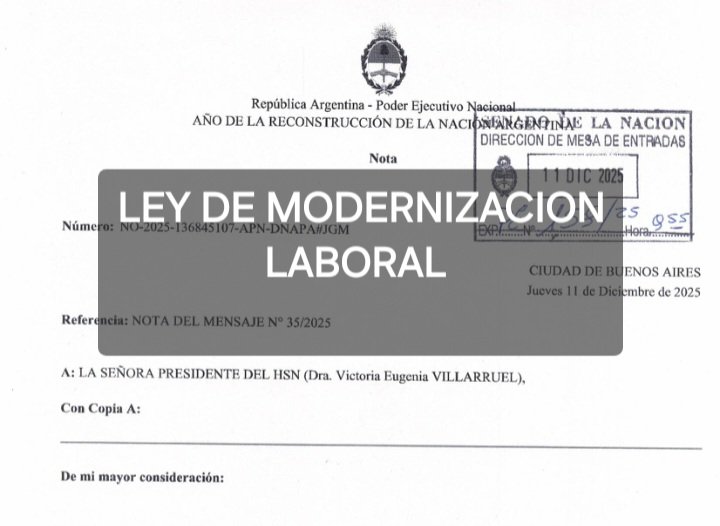 YA ESTA EN EL CONGRESO PARA SU TRATAMIENTO LA NUEVA  LEY DE MODERNIZACION LABORAL